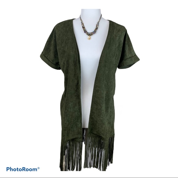 NaaNaa Wang Forest Green Fringe Jacket - Picture 3 of 4